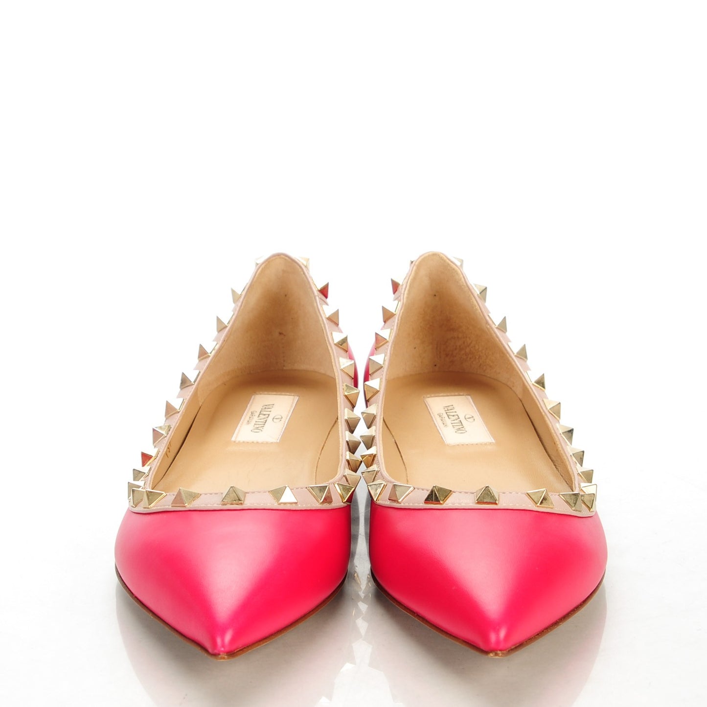 Calfskin Nappa Rockstud Ballerina Flats 38.5 Cyclamin Poudre