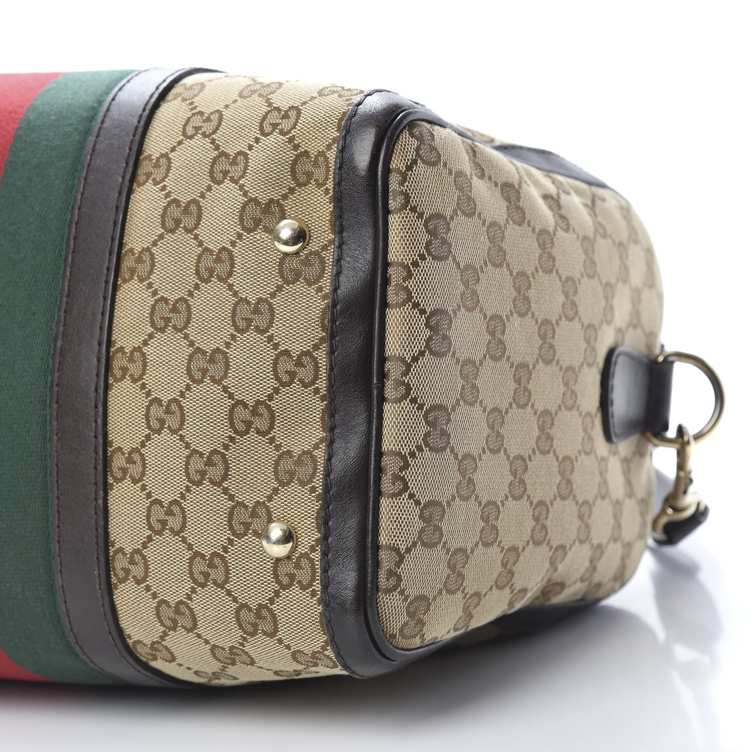 Gucci Monogram Vintage Web Medium Boston Dark Brown 10 of 15