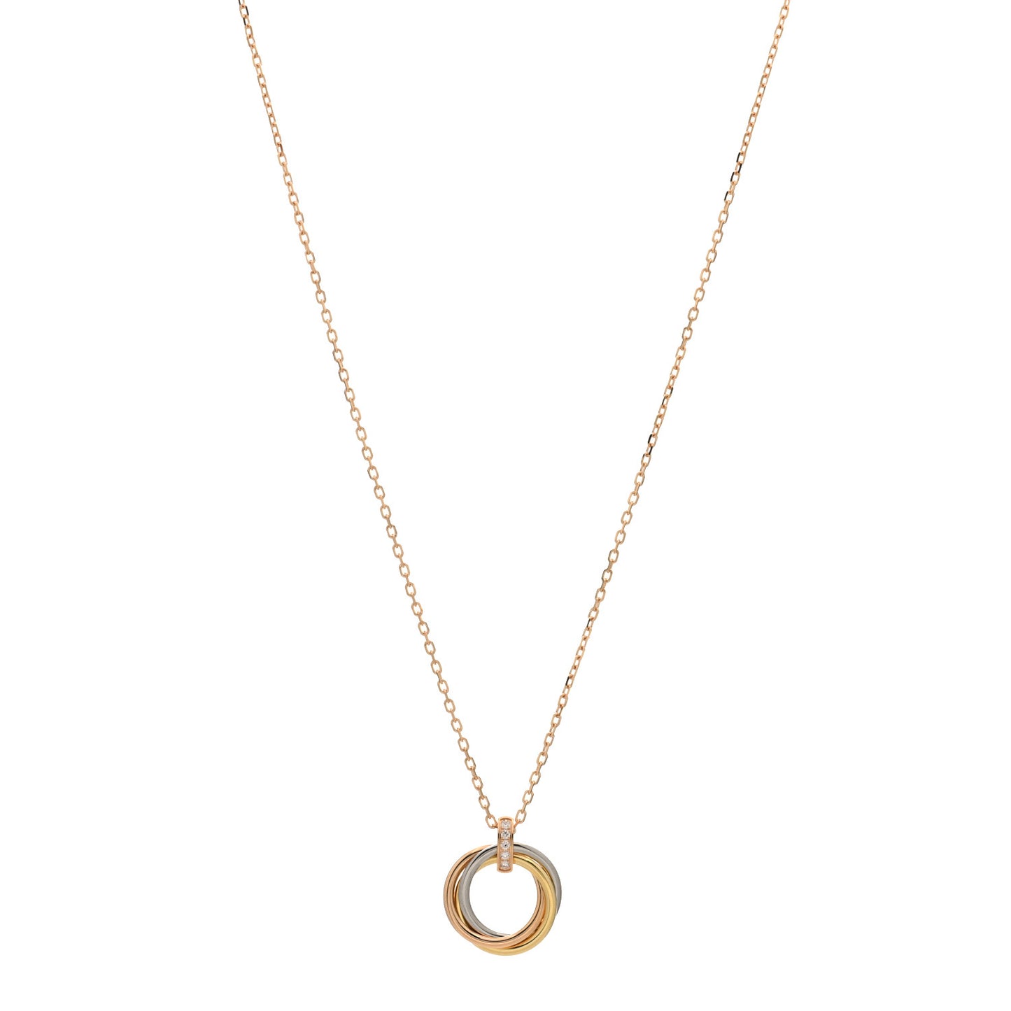 18K Pink White Yellow Gold Diamond Trinity Pendant Necklace