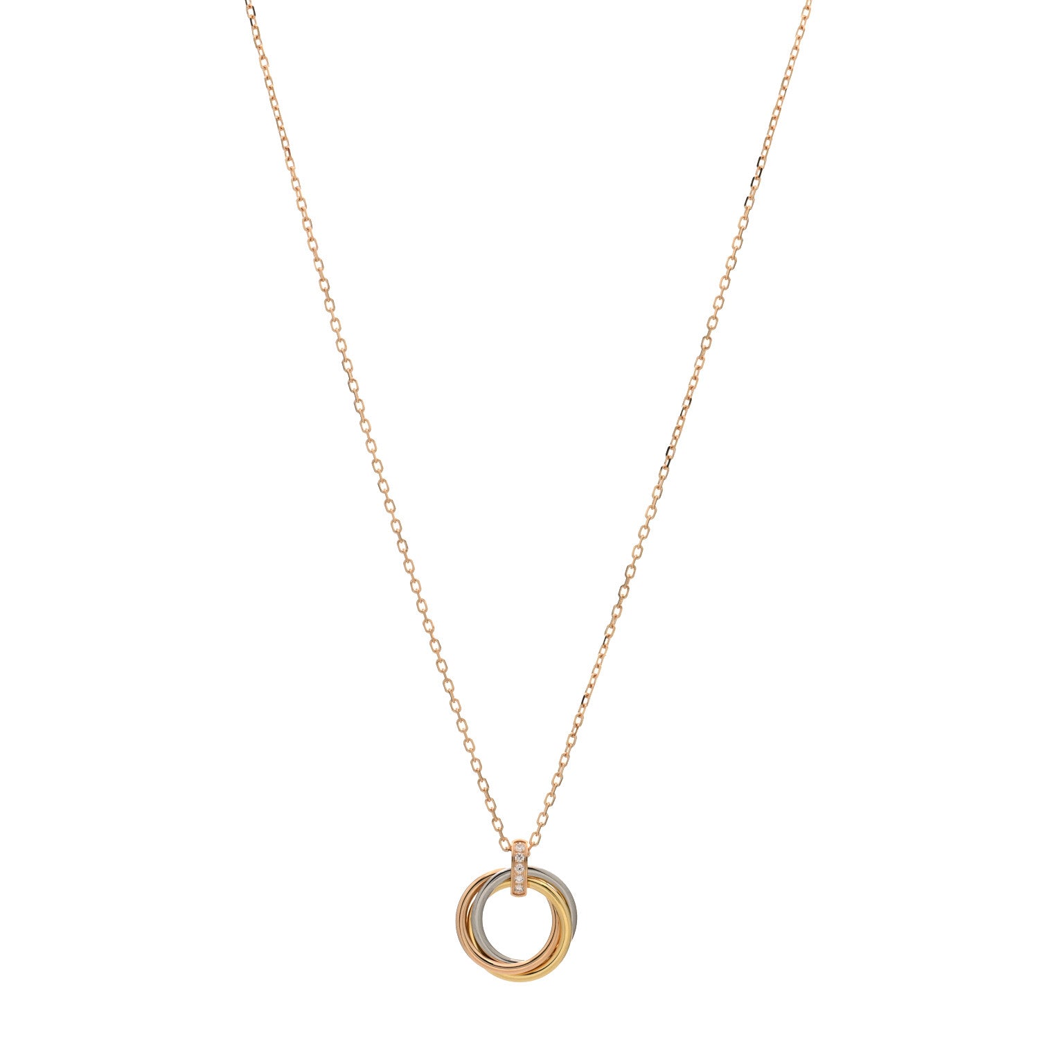 Cartier 18K Pink White Yellow Gold Diamond Trinity Pendant Necklace 1 of 3