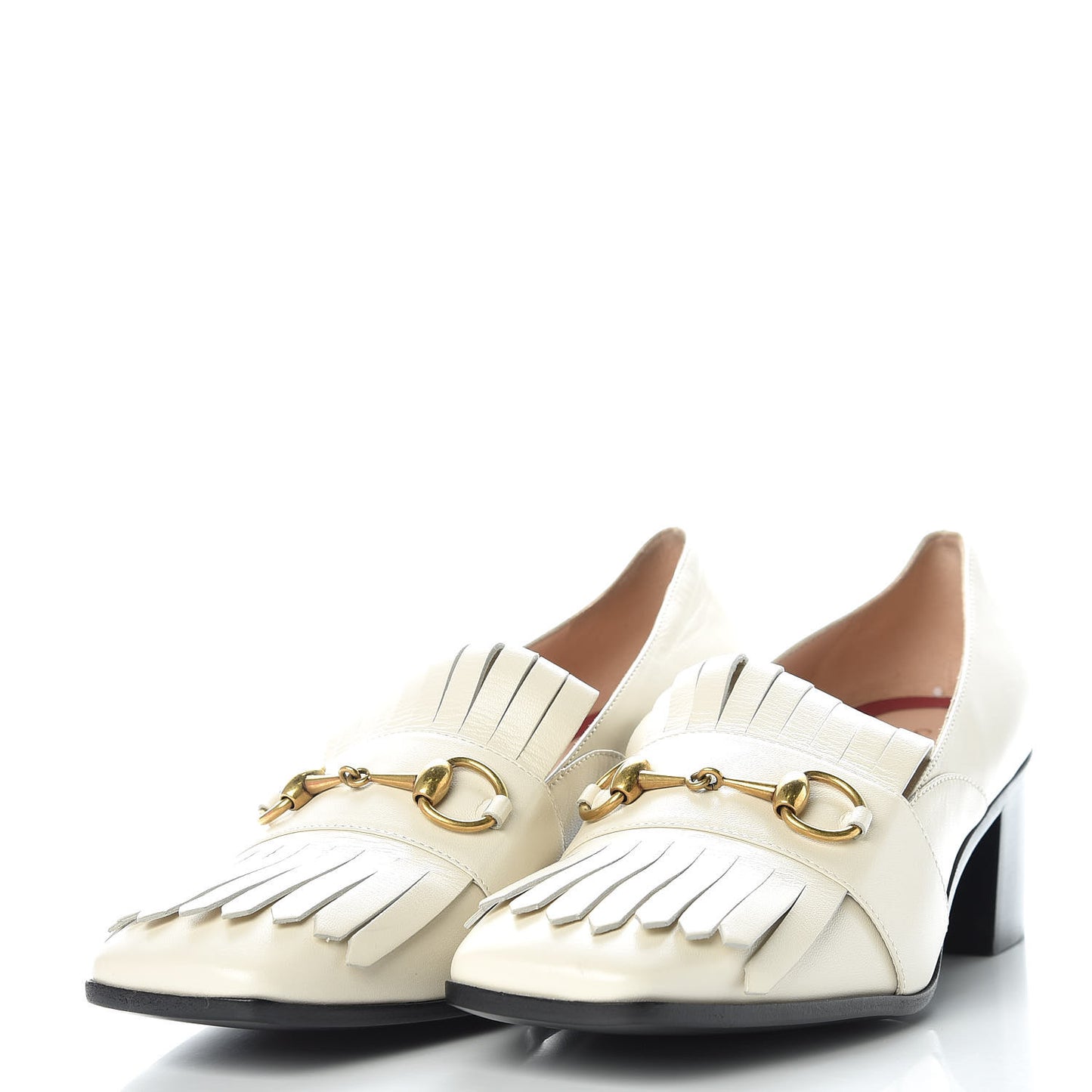 Malaga Kid Polly Kiltie Fringe 55mm Loafer Pumps 40 Mystic White