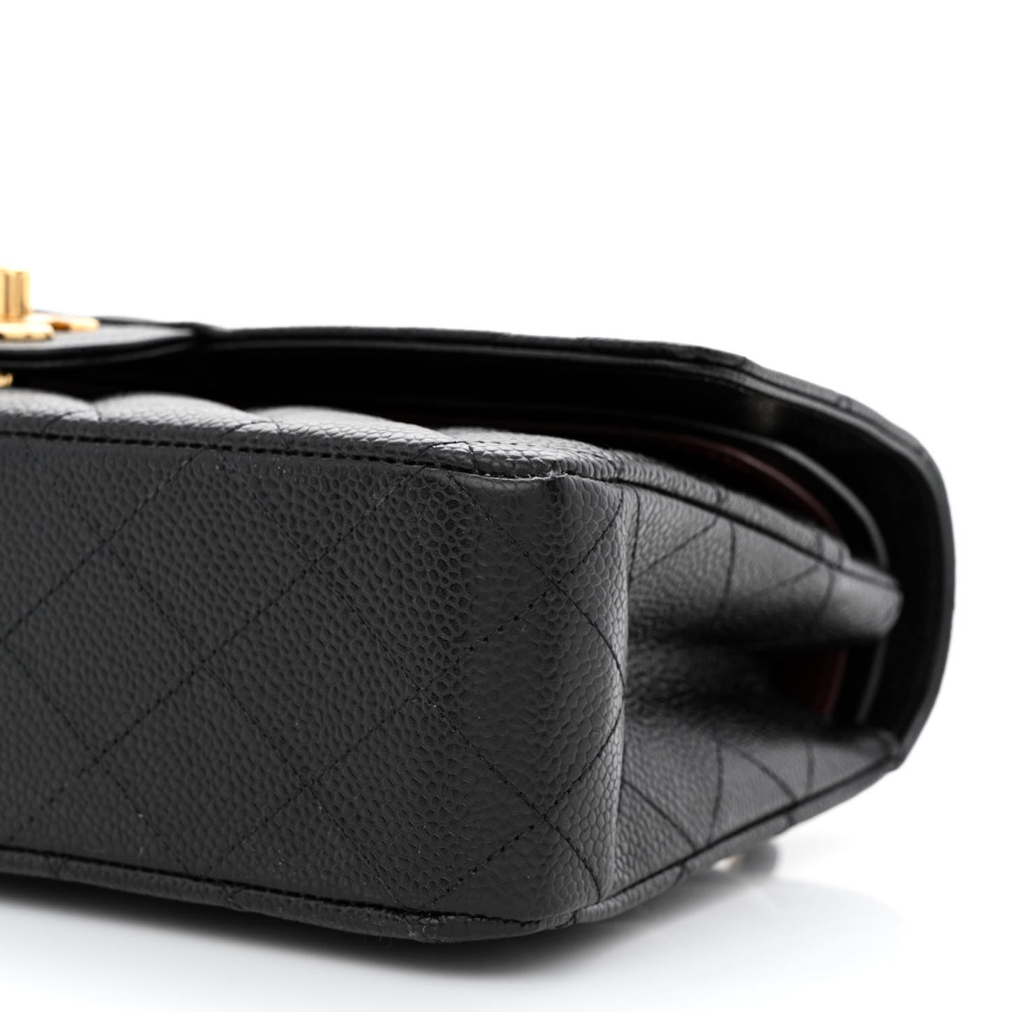 Caviar Quilted Medium Double Flap Black