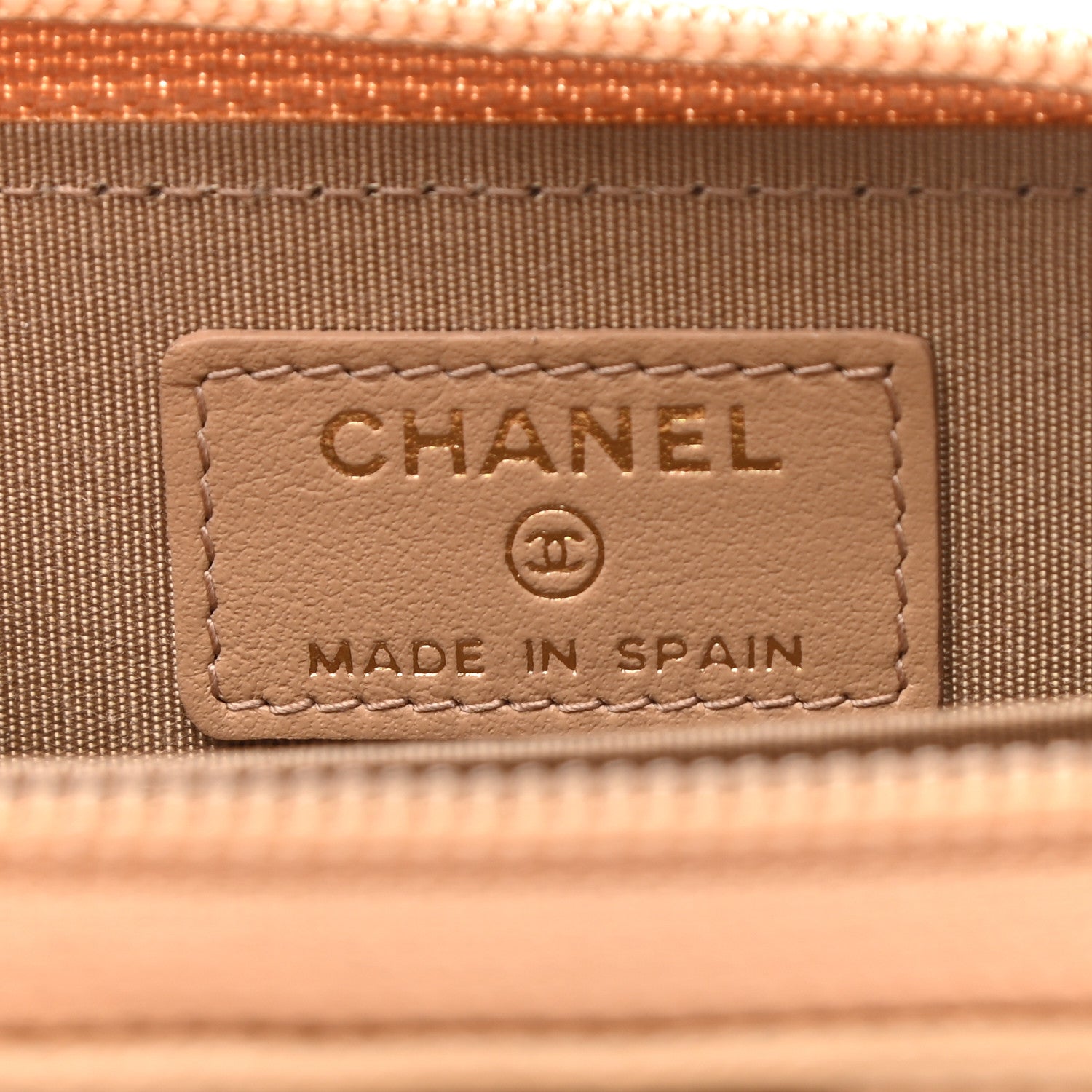 Chanel Caviar Quilted Boy Zip Around Coin Purse Wallet Beige 5 of 7