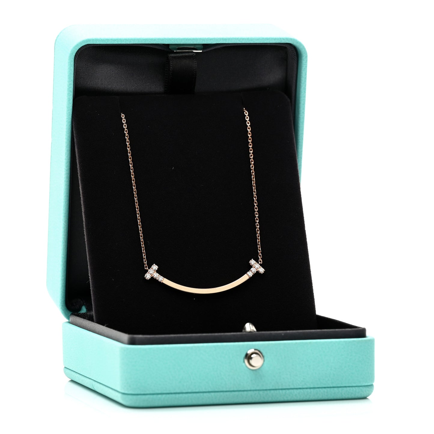 18K Rose Gold Diamond .19ctw Medium T Smile Pendant Necklace