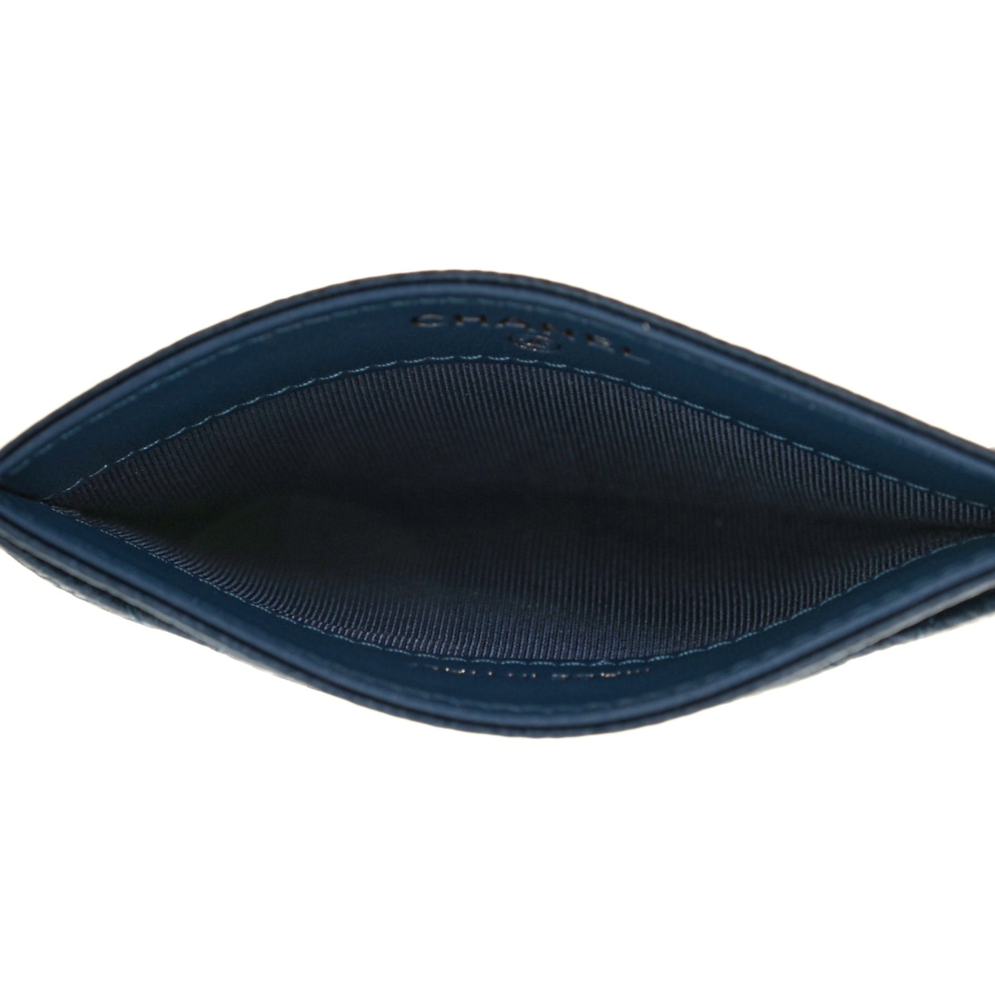Metallic Caviar Quilted Card Holder Dark Blue
