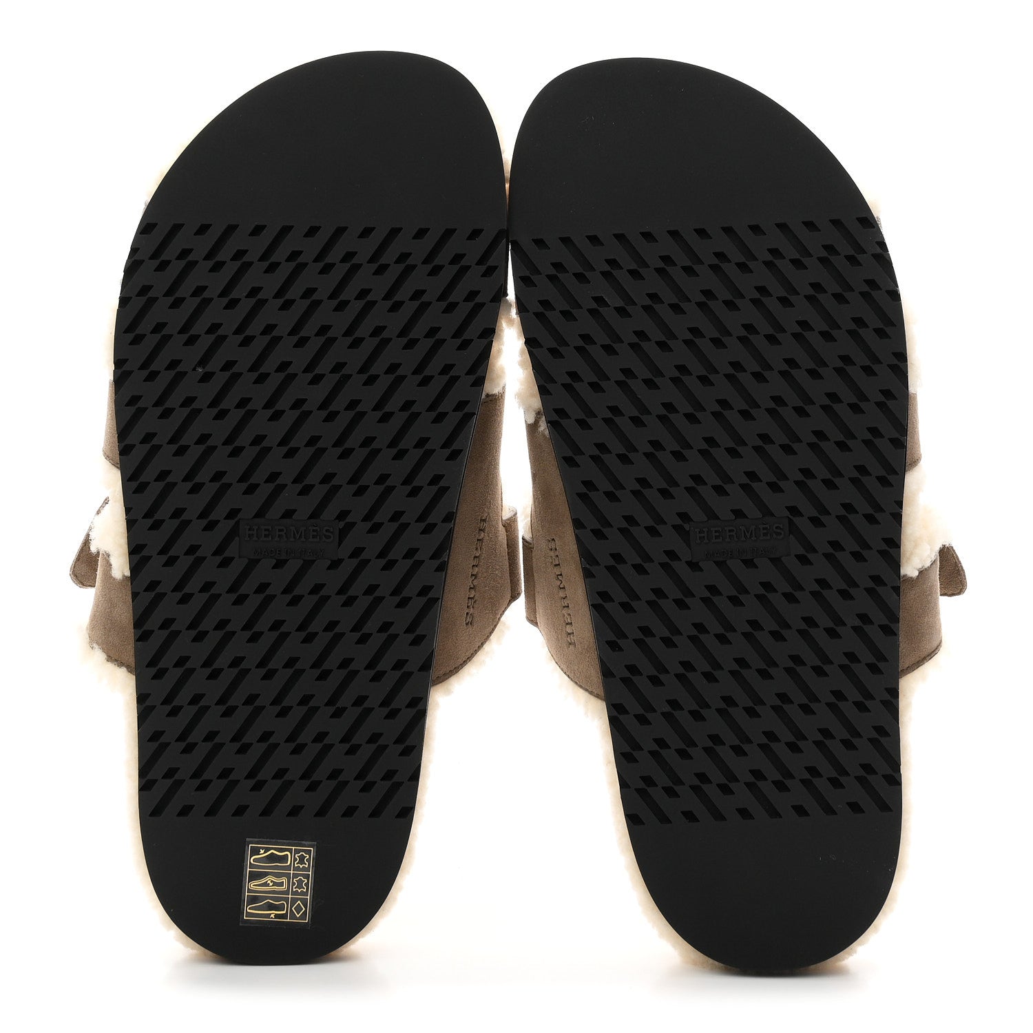 Hermes Suede Goatskin Woolskin Womens Chypre Sandals 38.5 Etoupe 6 of 8
