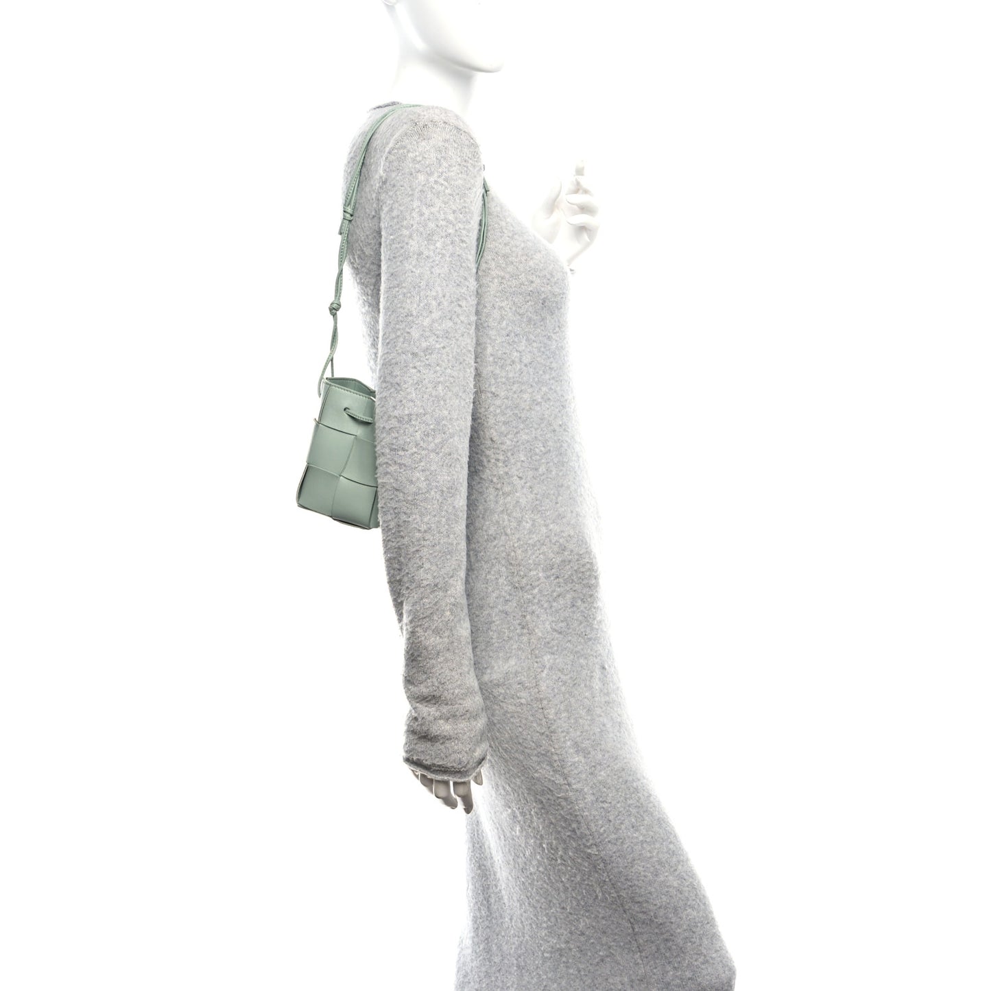 Nappa Maxi Intrecciato Mini Cassette Bucket Bag New Sauge
