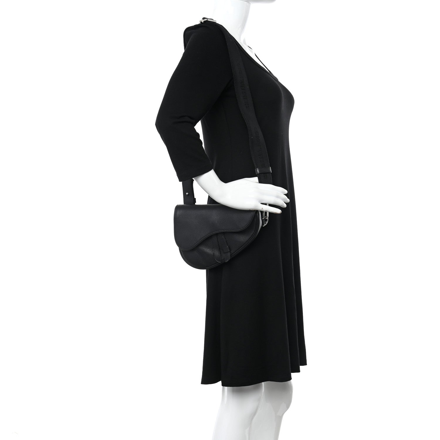 Christian Dior Grained Calfskin Mens Mini Saddle Bag Black 2 of 14