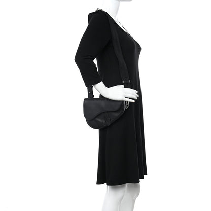 Christian Dior Grained Calfskin Mens Mini Saddle Bag Black 2 of 14