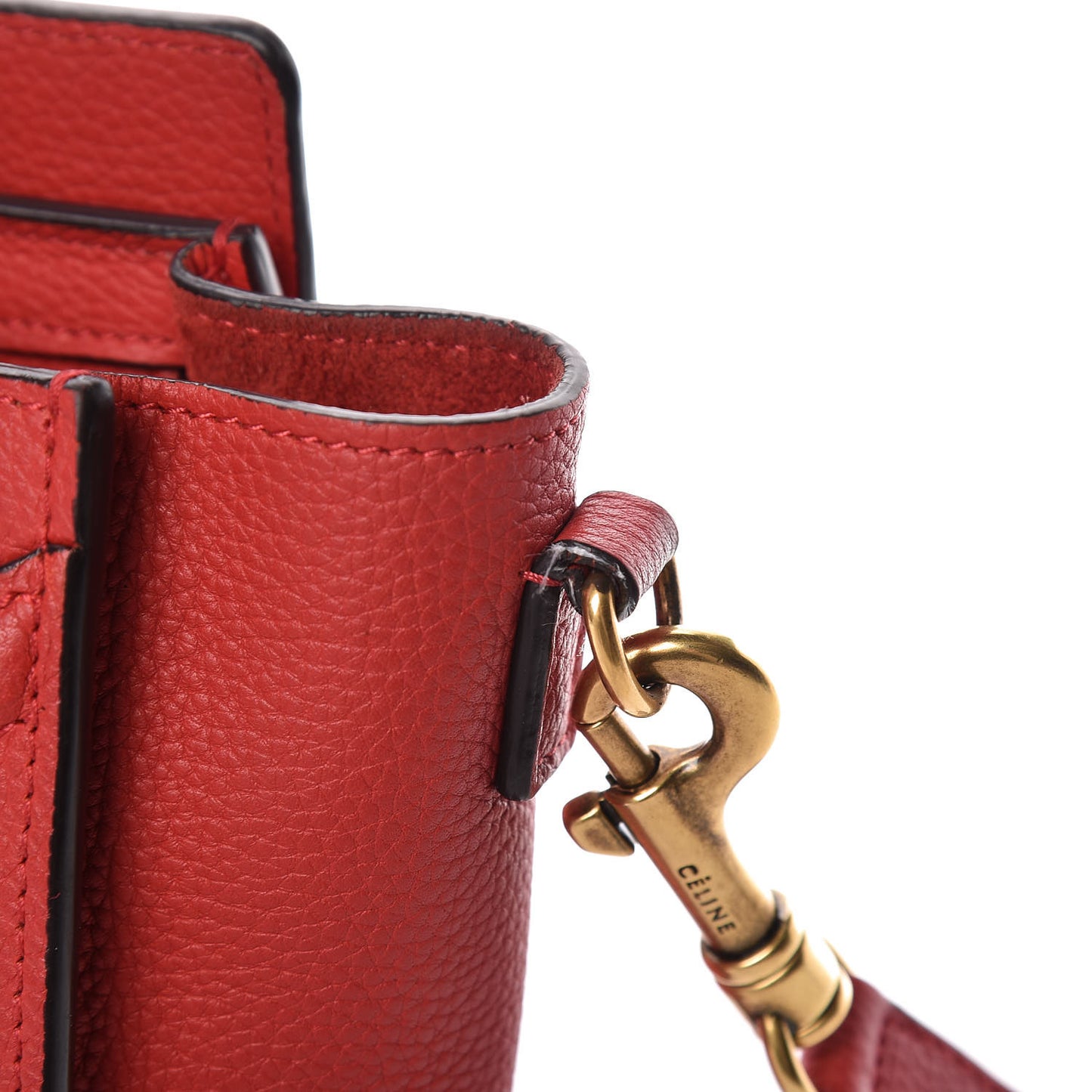 Drummed Calfskin Nano Luggage Red