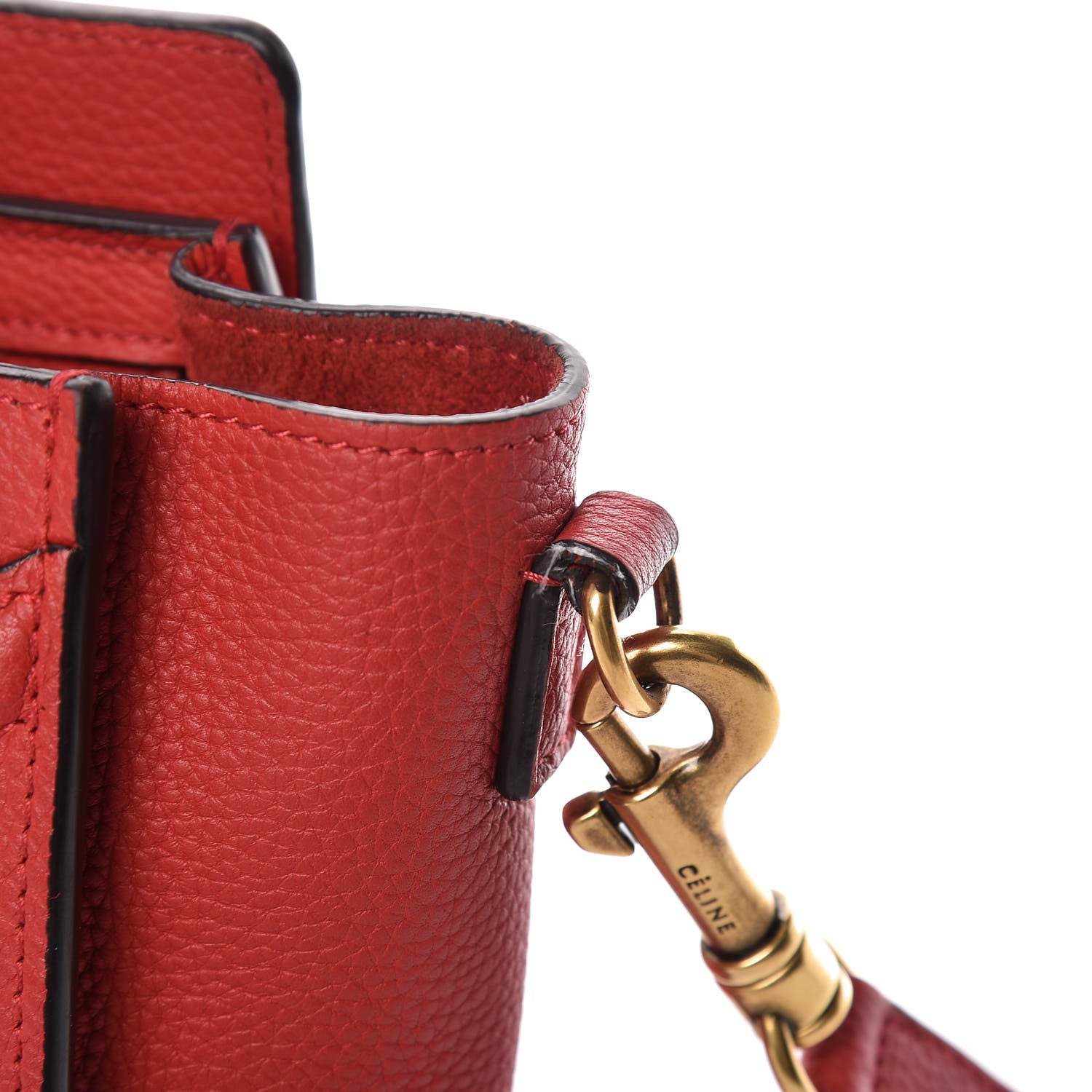 Celine Drummed Calfskin Nano Luggage Red 10 of 21