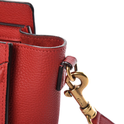 Celine Drummed Calfskin Nano Luggage Red 10 of 21