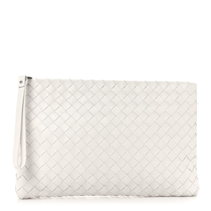 Bottega Veneta Nappa Intrecciato Large Zip Pouch Chalk 1 of 8