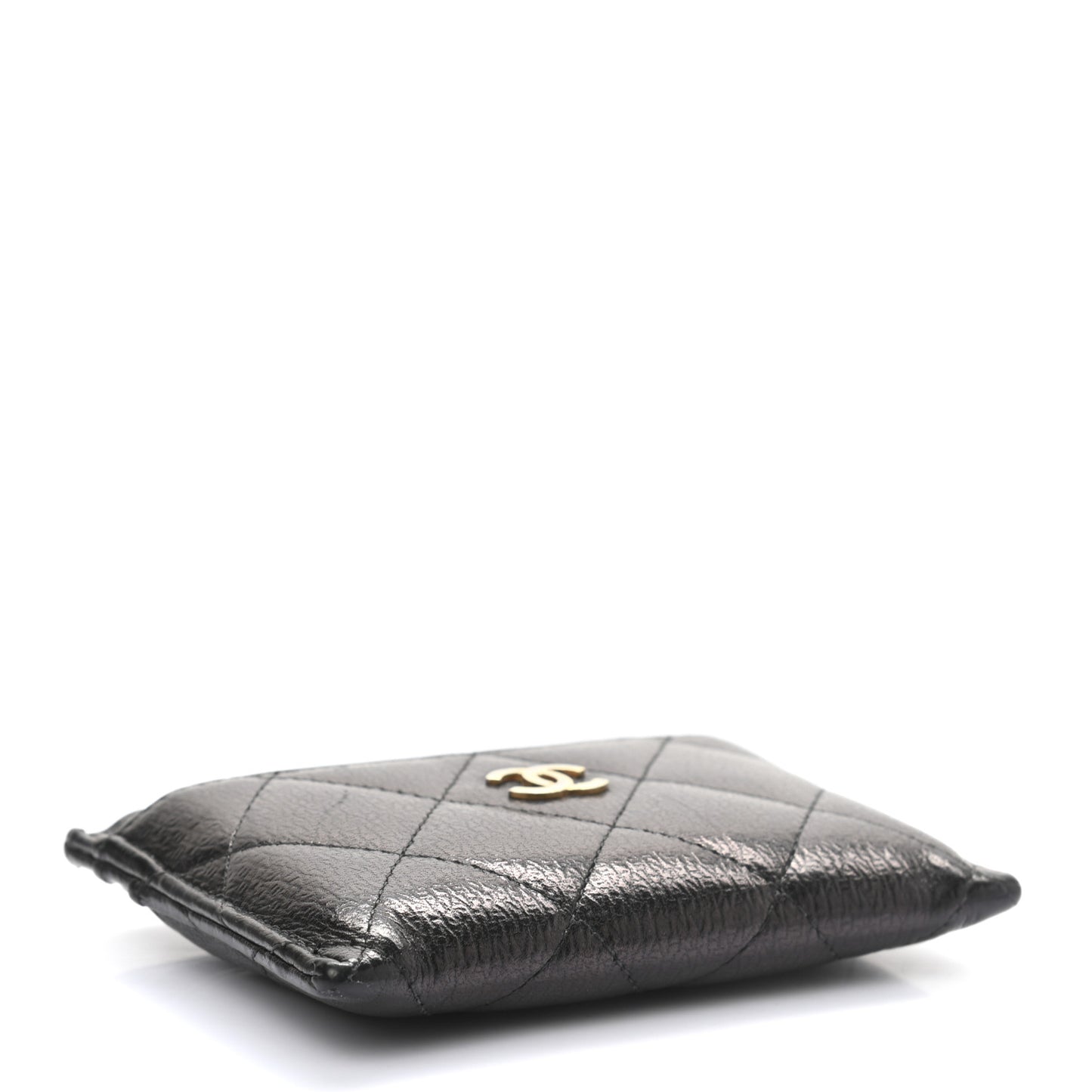 Letter Calfskin Embossed Quilted CC Card Holder Black