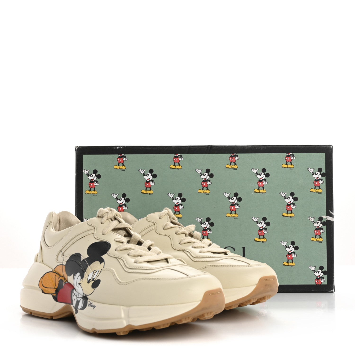 Gucci X DISNEY Calfskin Mickey Mouse Womens Rhyton Sneakers 40 Ivory 14 of 14