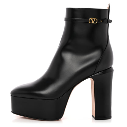 Valentino Garavani Calfskin Tan-Go Platform 50/120mm Ankle Boots 41 Black 1 of 17