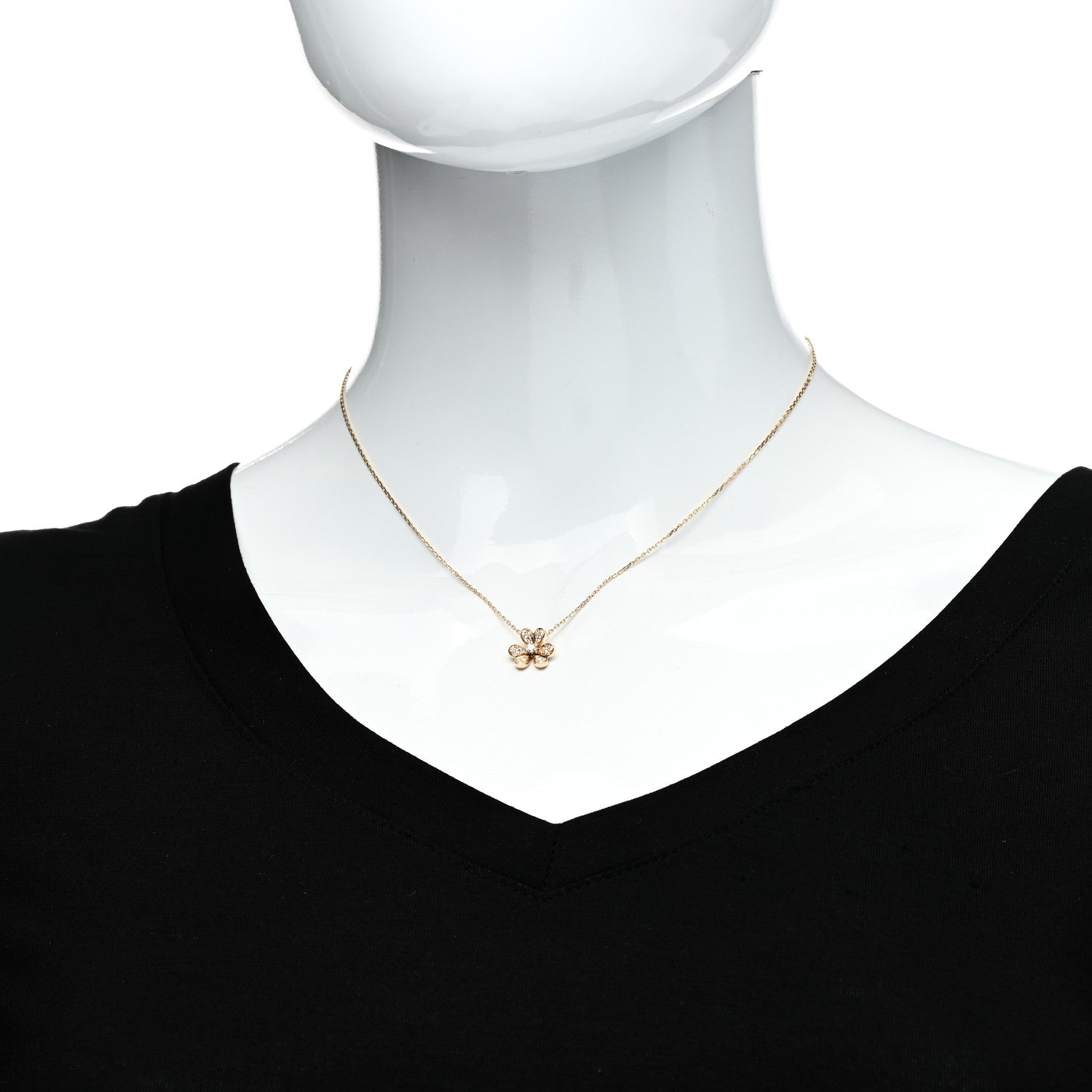 Van Cleef & Arpels 18K Yellow Gold Diamond Mini Frivole Pendant Pave Necklace 2 of 6