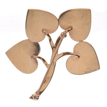 Tiffany 14K Yellow Gold Ruby Leaves Brooch 3 of 5