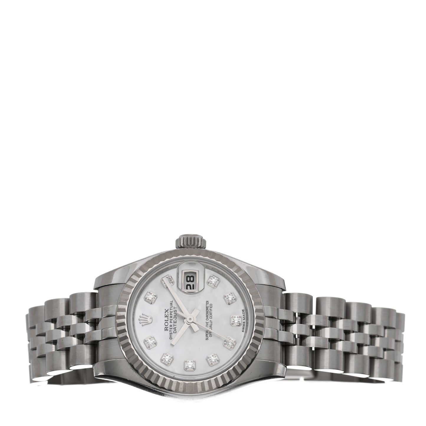 Stainless Steel 18K White Gold Diamond Mother of Pearl 26mm Oyster Perpetual Datejust Watch 179174
