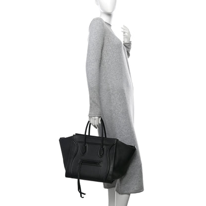 Celine Grained Calfskin Medium Phantom Luggage Black 2 of 12