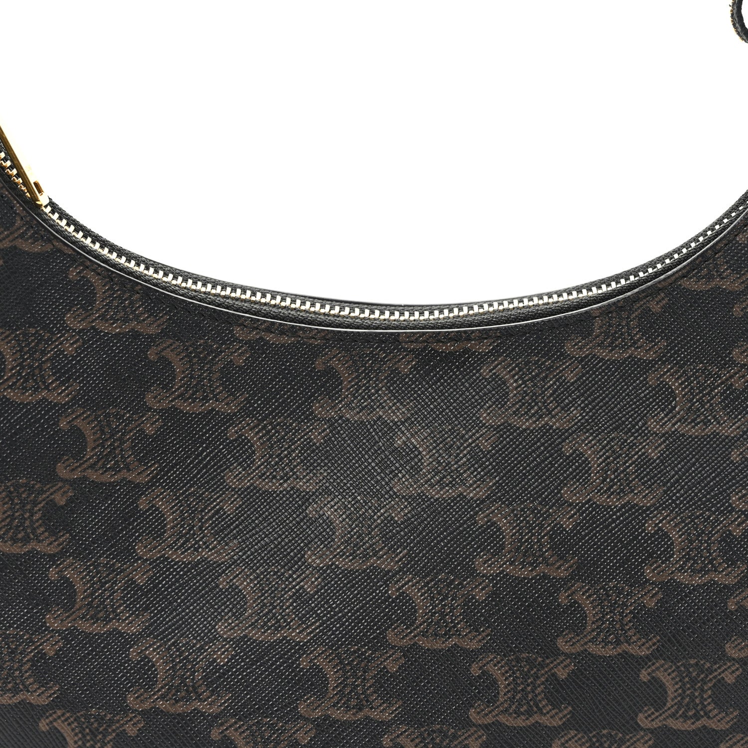 Celine Triomphe Canvas Calfskin Ava Shoulder Bag Tan 8 of 11