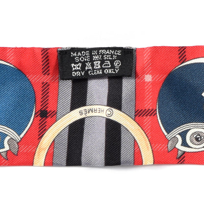 Hermes Silk Tatersale Twilly Rouge Black Bleu 5 of 5