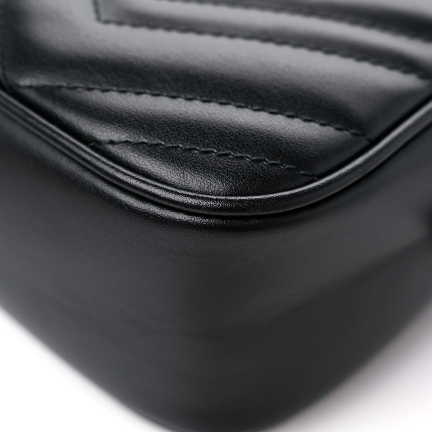 Gucci Calfskin Matelasse Small GG Marmont Chain Shoulder Bag Black 9 of 12