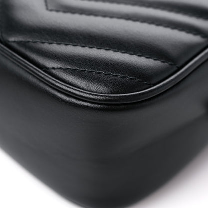 Gucci Calfskin Matelasse Small GG Marmont Chain Shoulder Bag Black 9 of 12