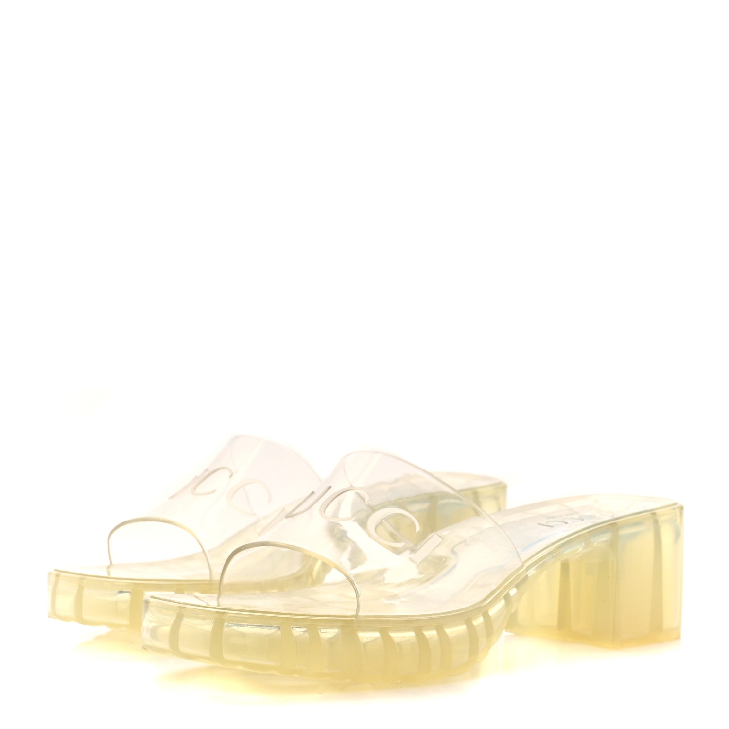 Gucci Rubber Gucci Logo Womens Platform 20/60mm Slide Sandals 37 Transparent 3 of 8