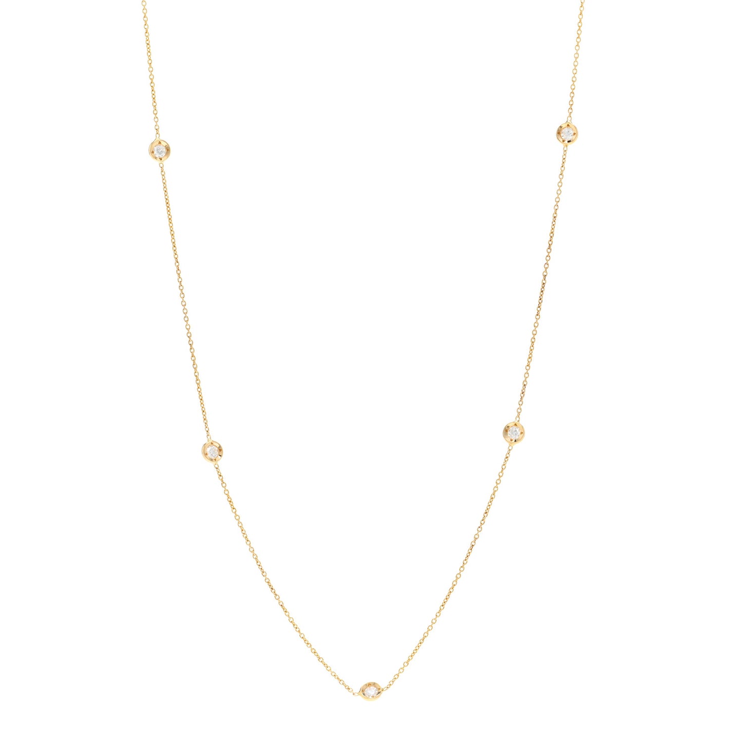 18K Yellow Gold Diamond .35ctw Diamonds By The Inch Seven Station Necklace