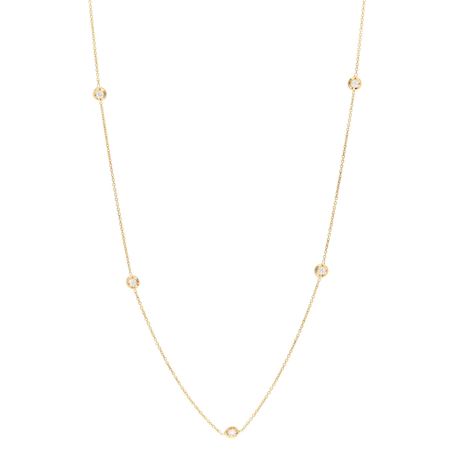 Roberto Coin 18K Yellow Gold Diamond .35ctw Diamonds By The Inch Seven Station Necklace 1 of 4