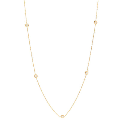 Roberto Coin 18K Yellow Gold Diamond .35ctw Diamonds By The Inch Seven Station Necklace 1 of 4