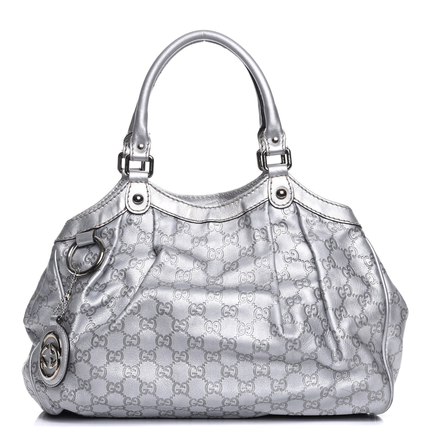 Guccissima Medium Sukey Tote Silver