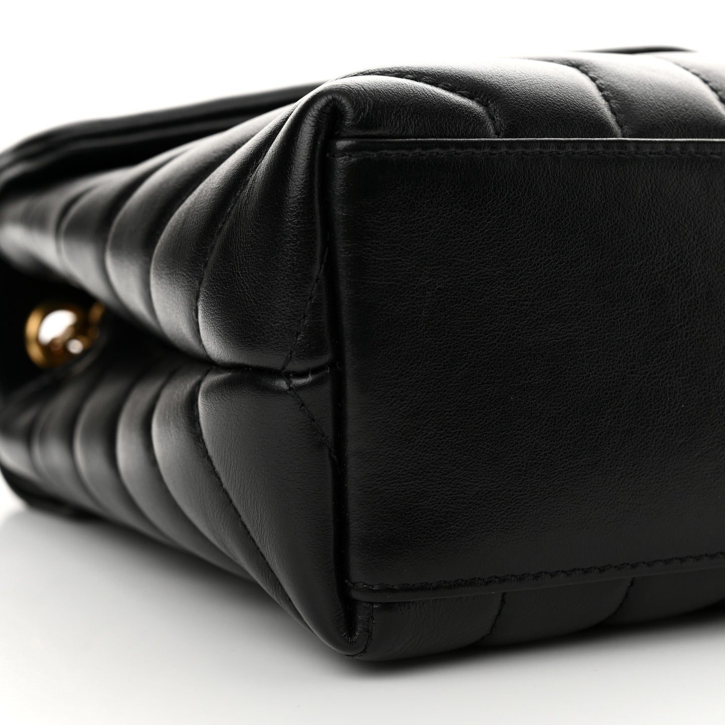 Calfskin Y Quilted Monogram Small Loulou Chain Satchel Black