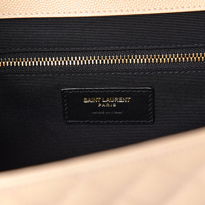 Saint Laurent Grain De Poudre Mixed Matelasse Large Triquilt Monogram Satchel Nude Powder 6 of 10