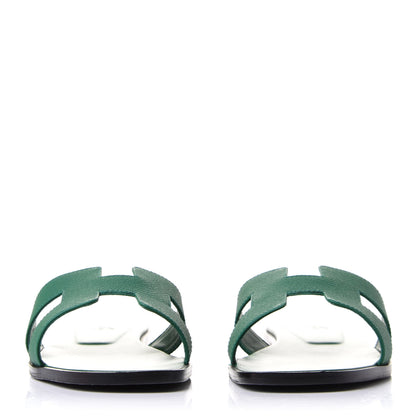 Hermes Epsom Oran Sandals 40.5 Vert Emeraude 2 of 9