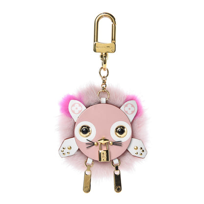 Louis Vuitton Calfskin Mink Fur Wild Puppet Bag Charm Key Holder Rose 1 of 2