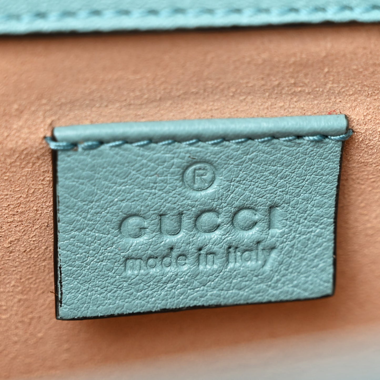 Textured Dollar Calfskin Web Mini Diana Tote Bag Dusty Azure Deep Orange