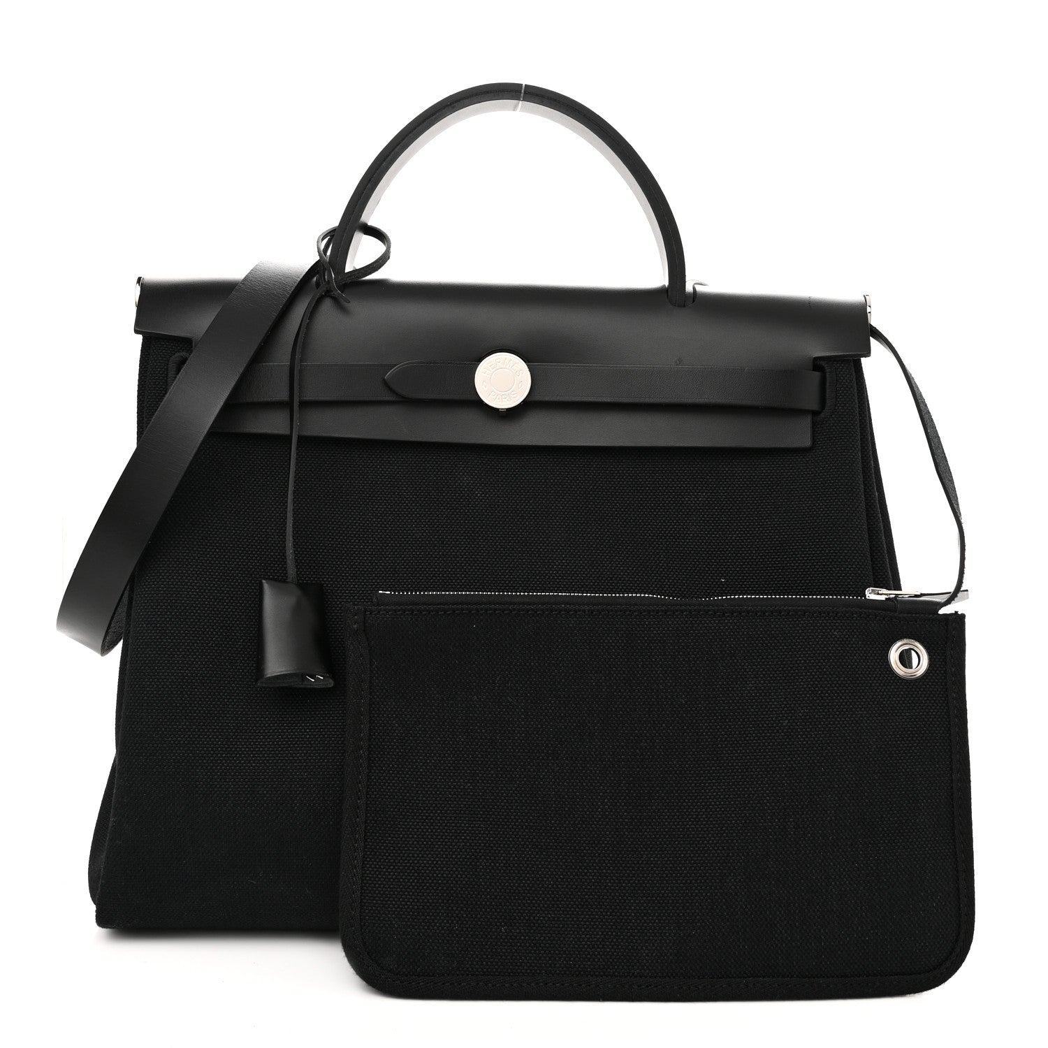 Hermes Toile Militaire Vache Hunter Herbag Zip Retourne 31 PM Black 1 of 13