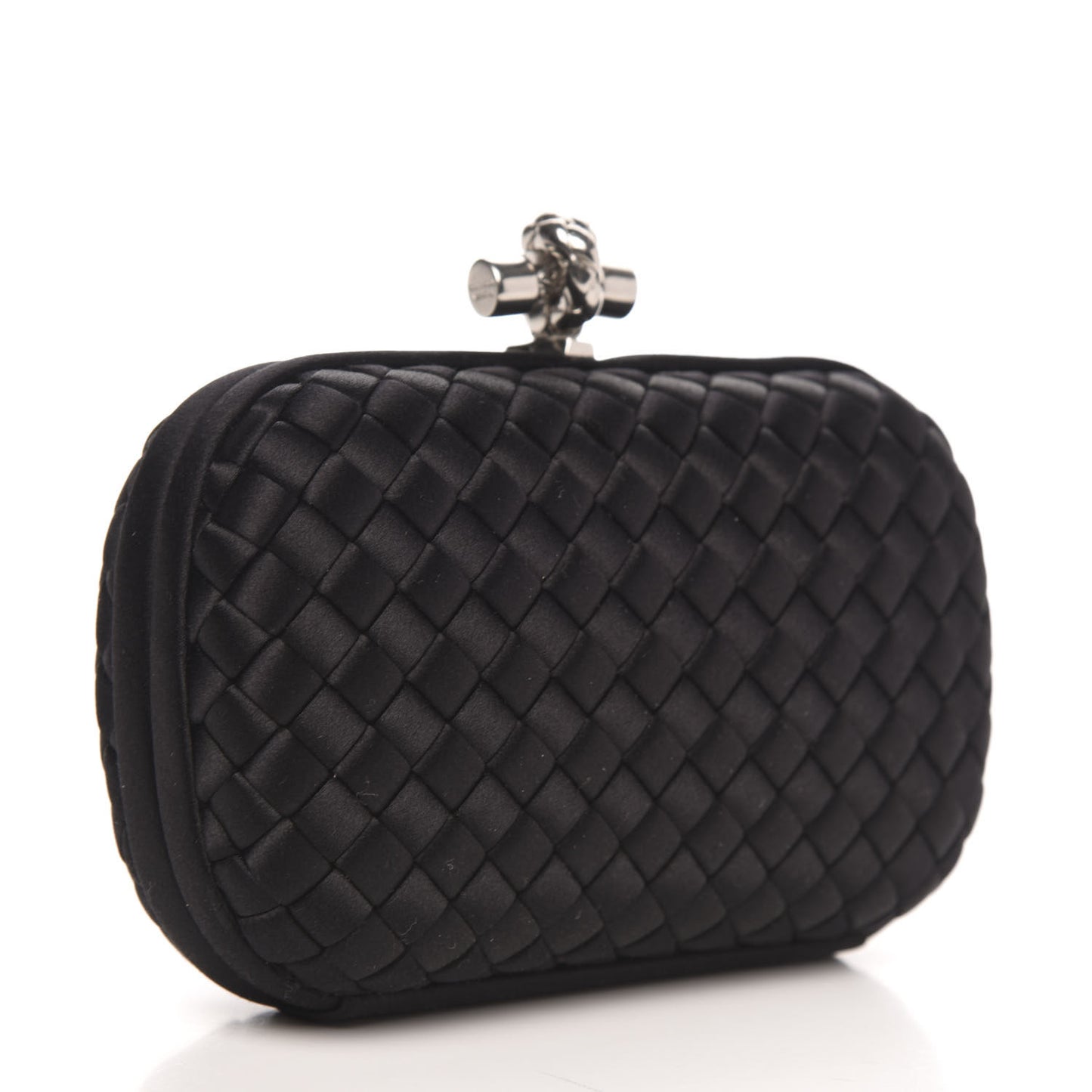 Satin Intreccio Impero Knot Clutch Black
