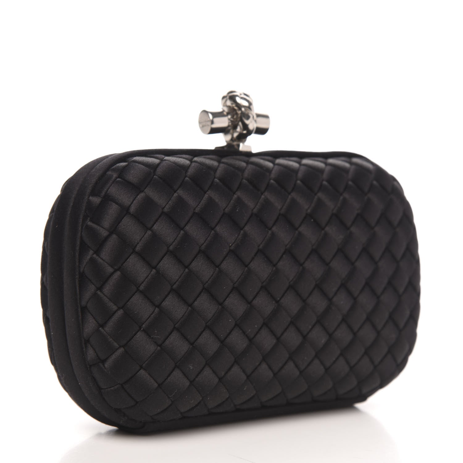 Bottega Veneta Satin Intreccio Impero Knot Clutch Black 3 of 8