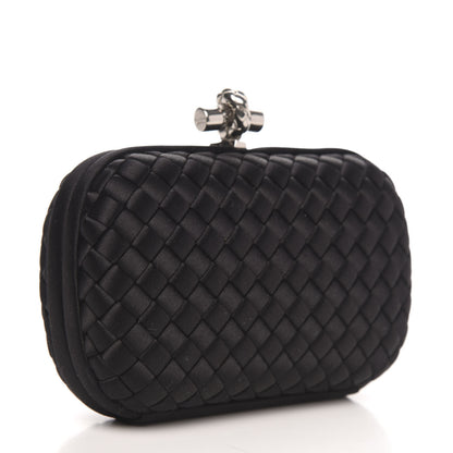 Bottega Veneta Satin Intreccio Impero Knot Clutch Black 3 of 8