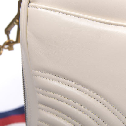 Gucci Calfskin Matelasse Sylvie Web Small GG Marmont Top Handle Shoulder Bag White 10 of 14