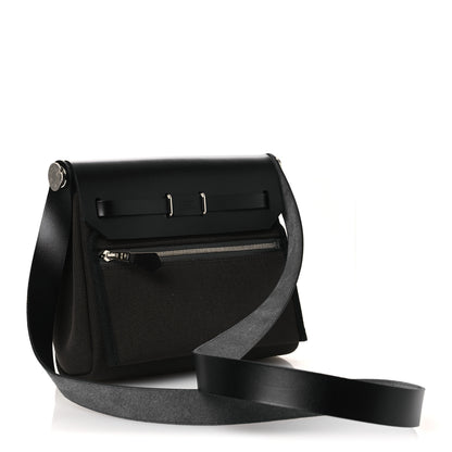 Hermes Military Toile Vache Hunter Herbag Zip Retourne 20 Vert De Gris Black 3 of 12