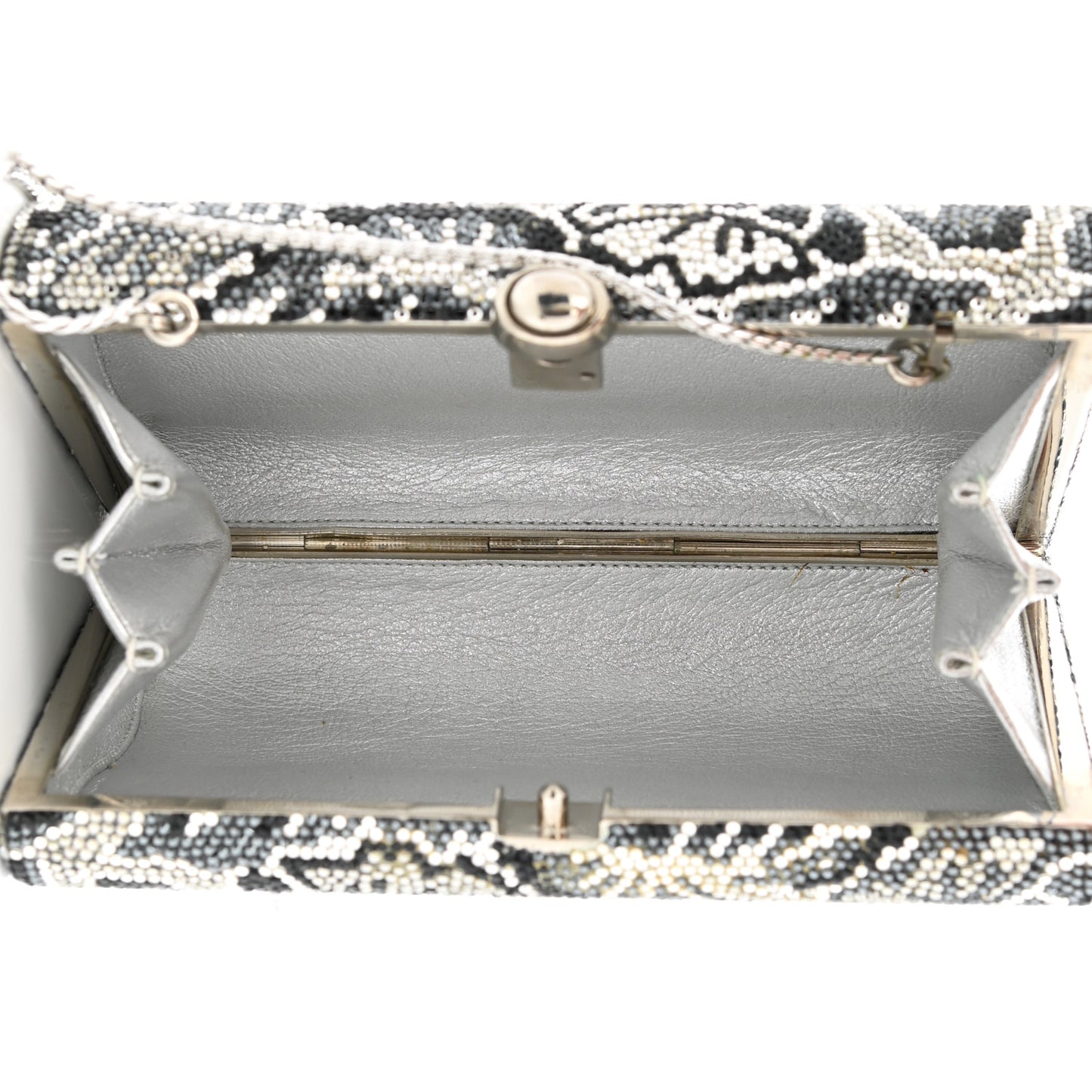 Swarovski Crystal Minaudiere Clutch Silver Multicolor