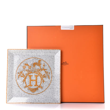 Hermes Porcelain Mosaique au 24 Square Plate 9.1" 5 of 5