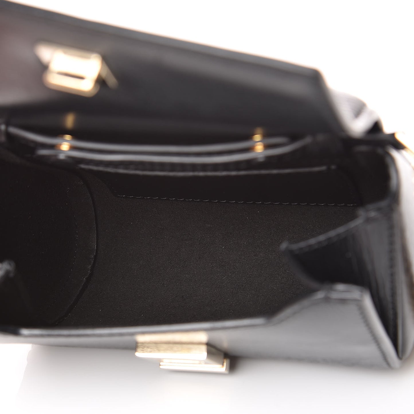 Textured Calfskin Micro Pandora Box Clutch Black