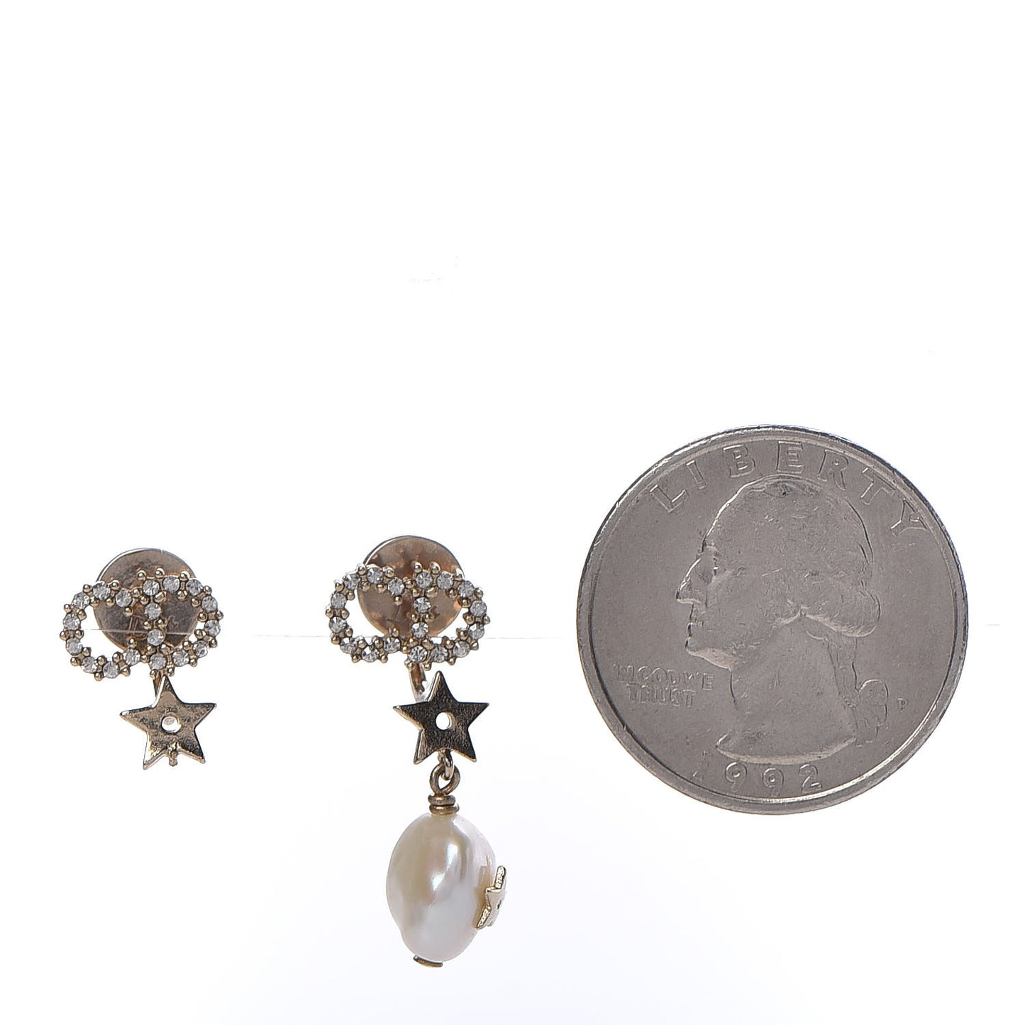 Crystal Pearl Shiny-D Earrings Gold