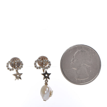 Christian Dior Crystal Pearl Shiny-D Earrings Gold 2 of 5