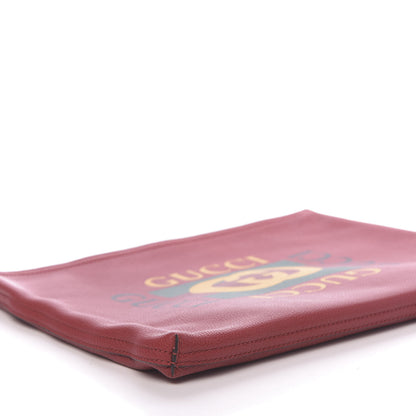 Gucci Pebbled Calfskin Medium Logo Portfolio Clutch Hibiscus Red 8 of 9